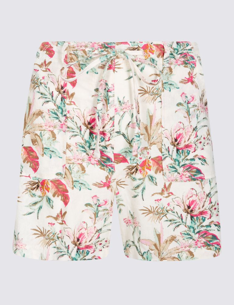 Linen Rich Floral Print Casual Shorts 2 of 5