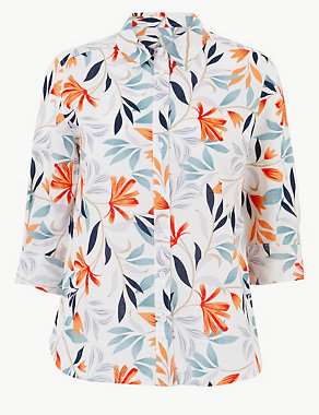 Linen Rich Floral Print Shirt Image 2 of 4