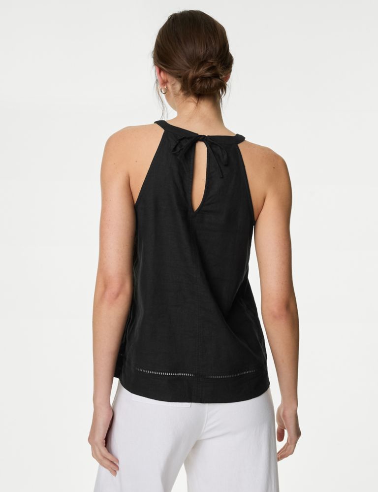 Linen Rich Halter Neck Embroidered Top 5 of 5