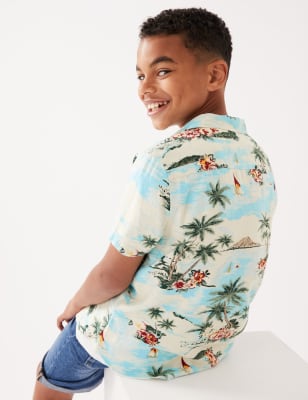 ASOS DESIGN short sleeve oversized hawaiian shirt in tropical print  two-piece