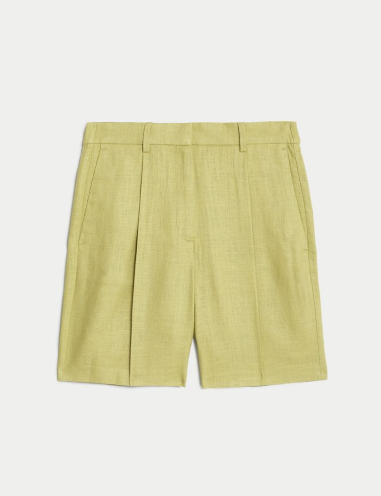 Linen Rich High Waisted Pleat Front Shorts 2 of 5
