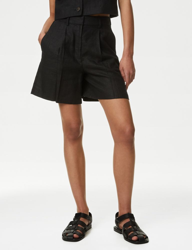 Linen Rich High Waisted Pleat Front Shorts 5 of 5