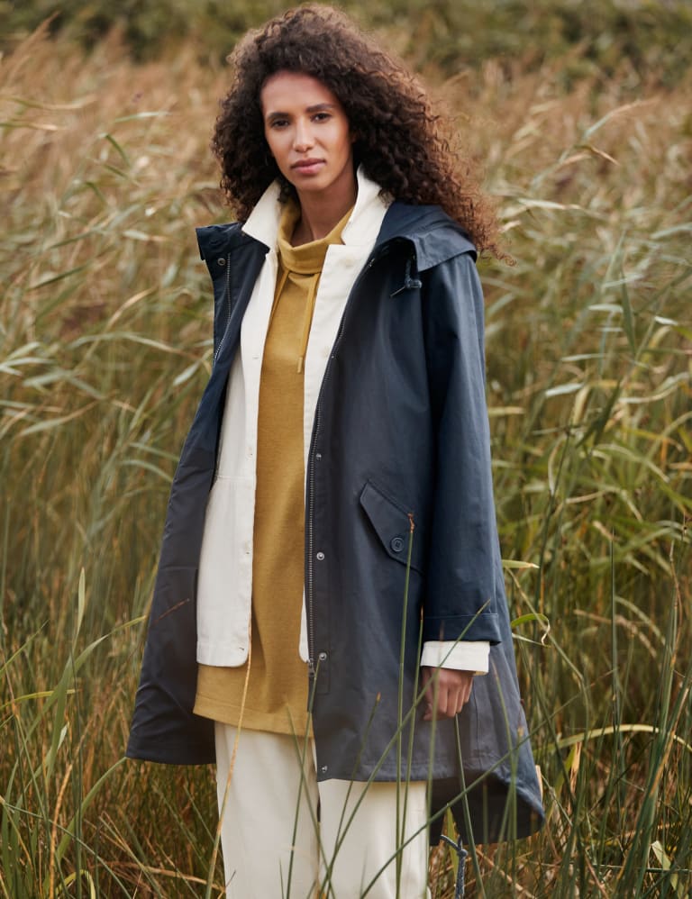 Linen Rich Hooded Longline Raincoat Seasalt Cornwall M S
