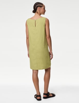 Linen Rich Knee Length Shift Dress