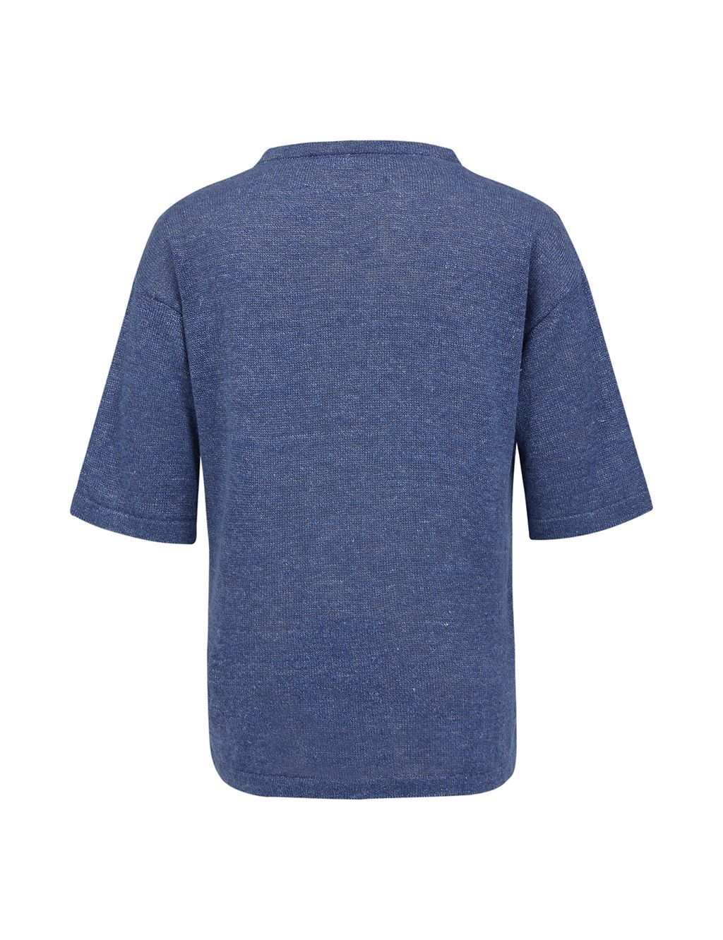 Linen Rich Knitted Crew Neck Top 2 of 3