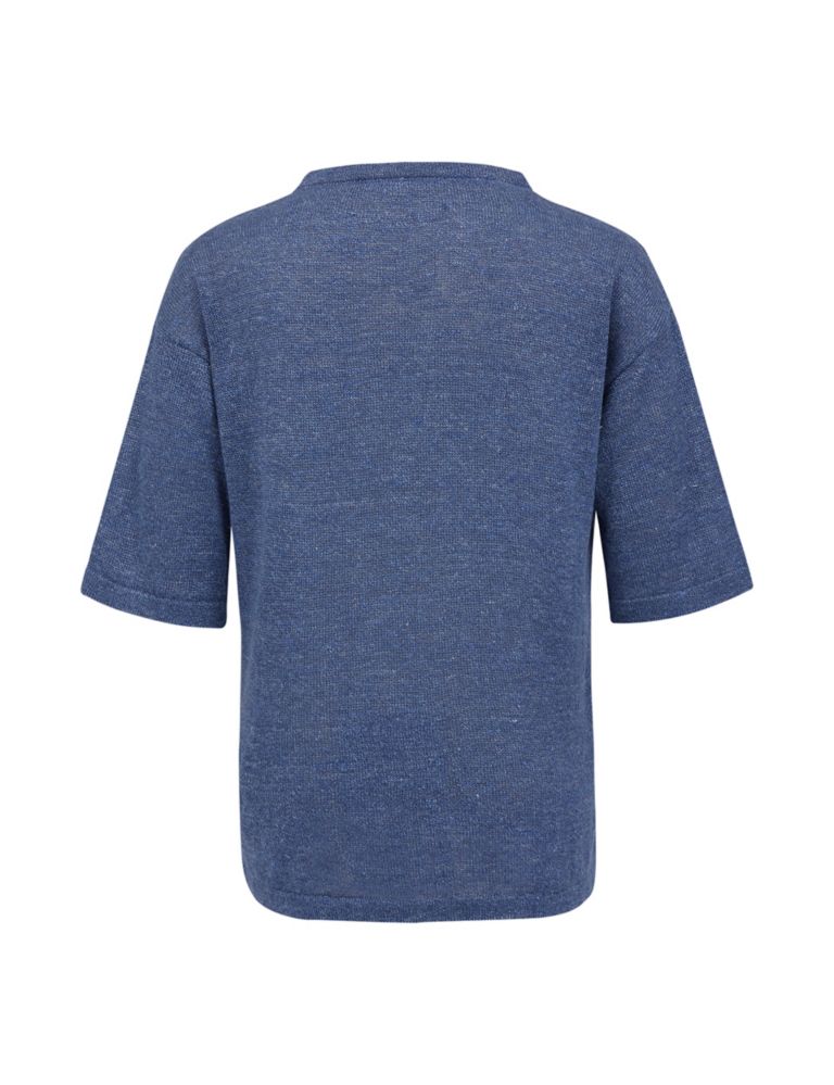 Linen Rich Knitted Crew Neck Top 3 of 3
