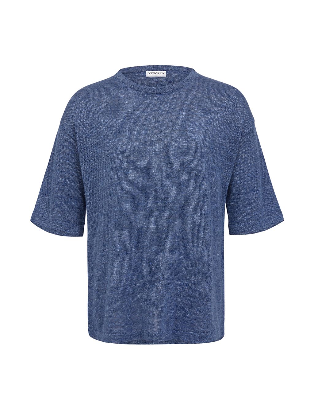 Linen Rich Knitted Crew Neck Top 1 of 3