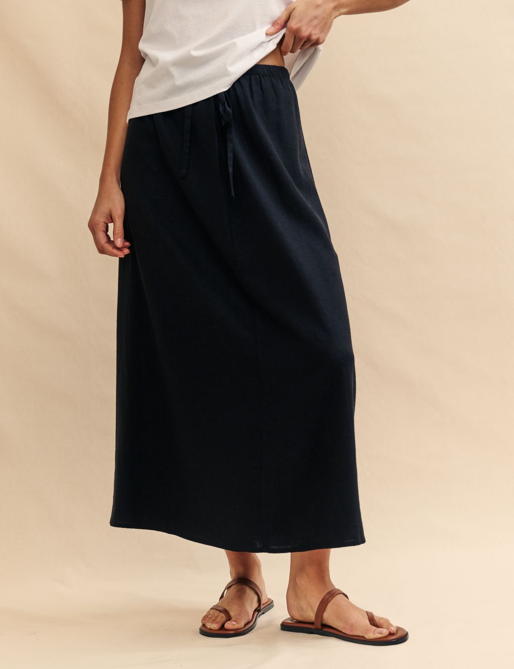 Linen Rich Midaxi A-Line Skirt 1 of 4