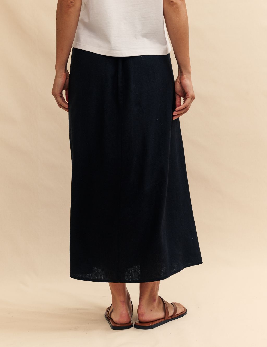 Linen Rich Midaxi A-Line Skirt 4 of 4