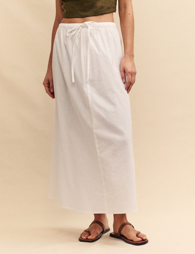 Linen Rich Midaxi A-Line Skirt 2 of 5