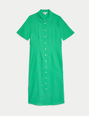 Linen Rich Midaxi Shirt Dress Image 2 of 5
