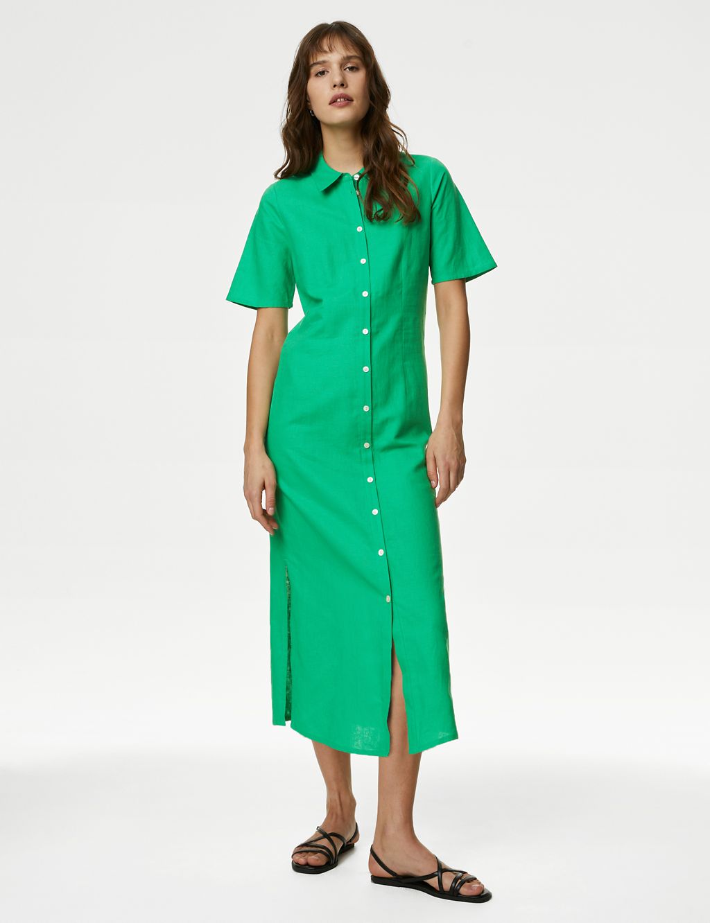 Linen Rich Midaxi Shirt Dress 4 of 5