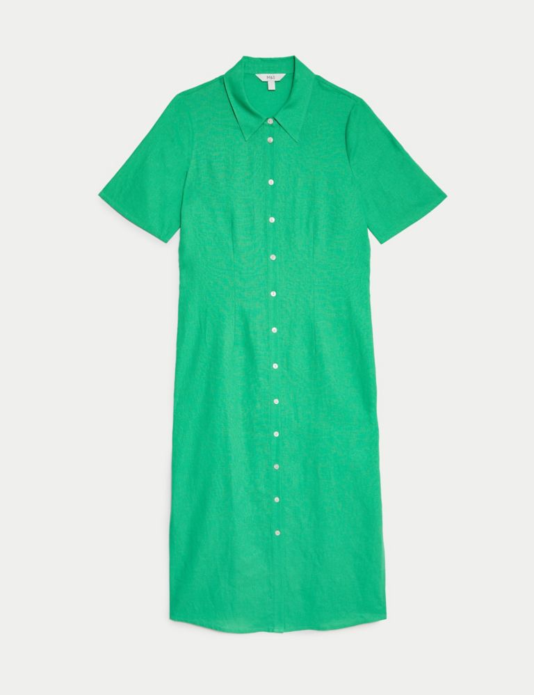 Linen Rich Midaxi Shirt Dress 3 of 5