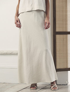 Linen Rich Midaxi Slip Skirt Image 2 of 6