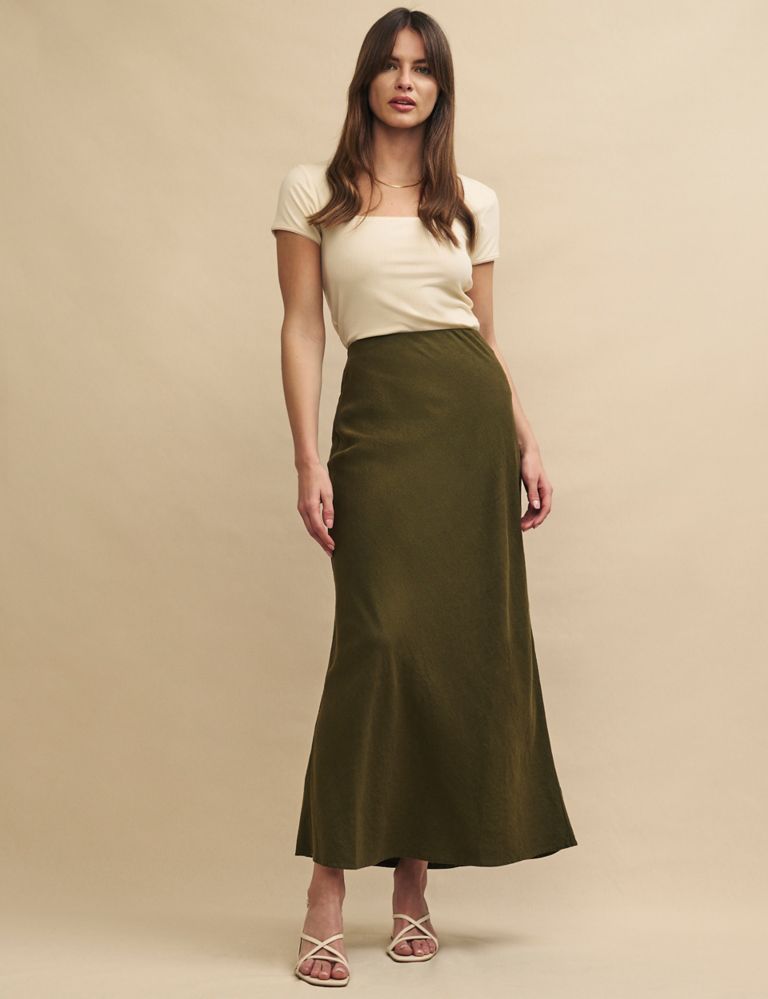 Linen Rich Midaxi Slip Skirt 1 of 5