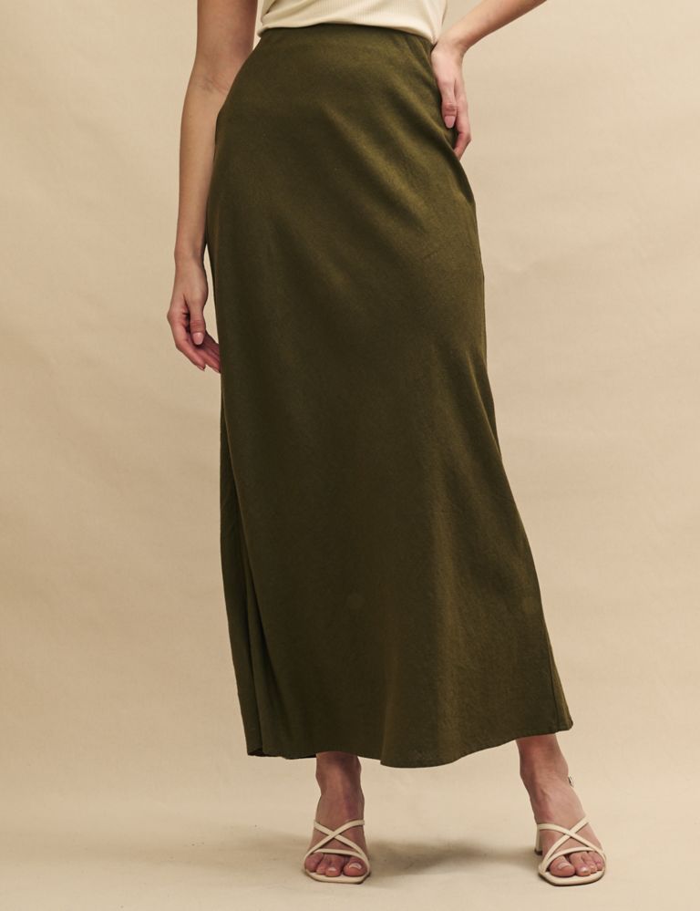 Linen Rich Midaxi Slip Skirt 2 of 5