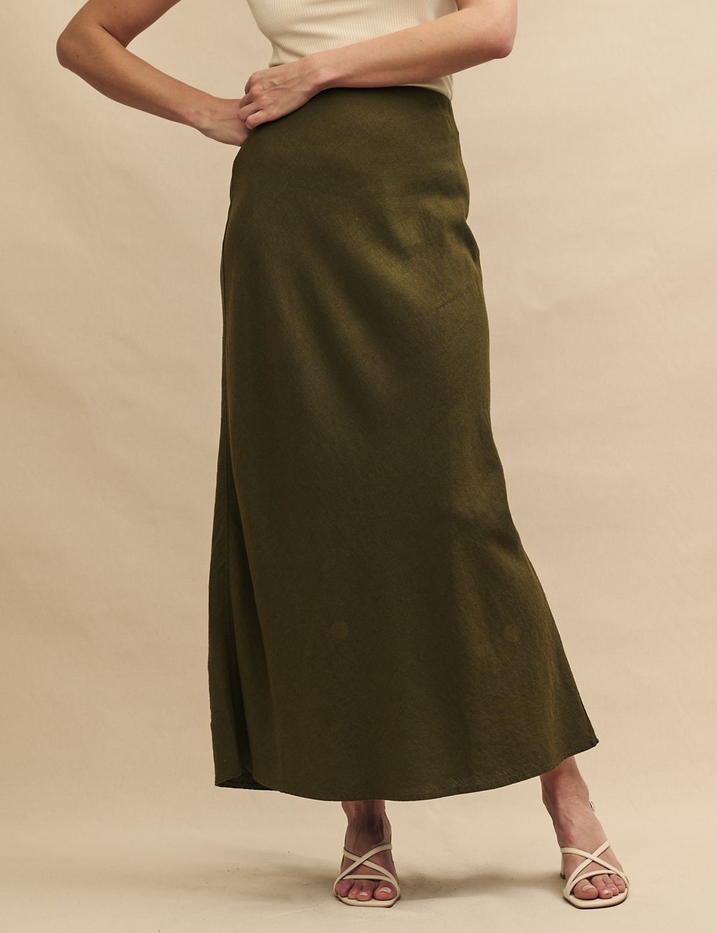 Linen Rich Midaxi Slip Skirt 2 of 5