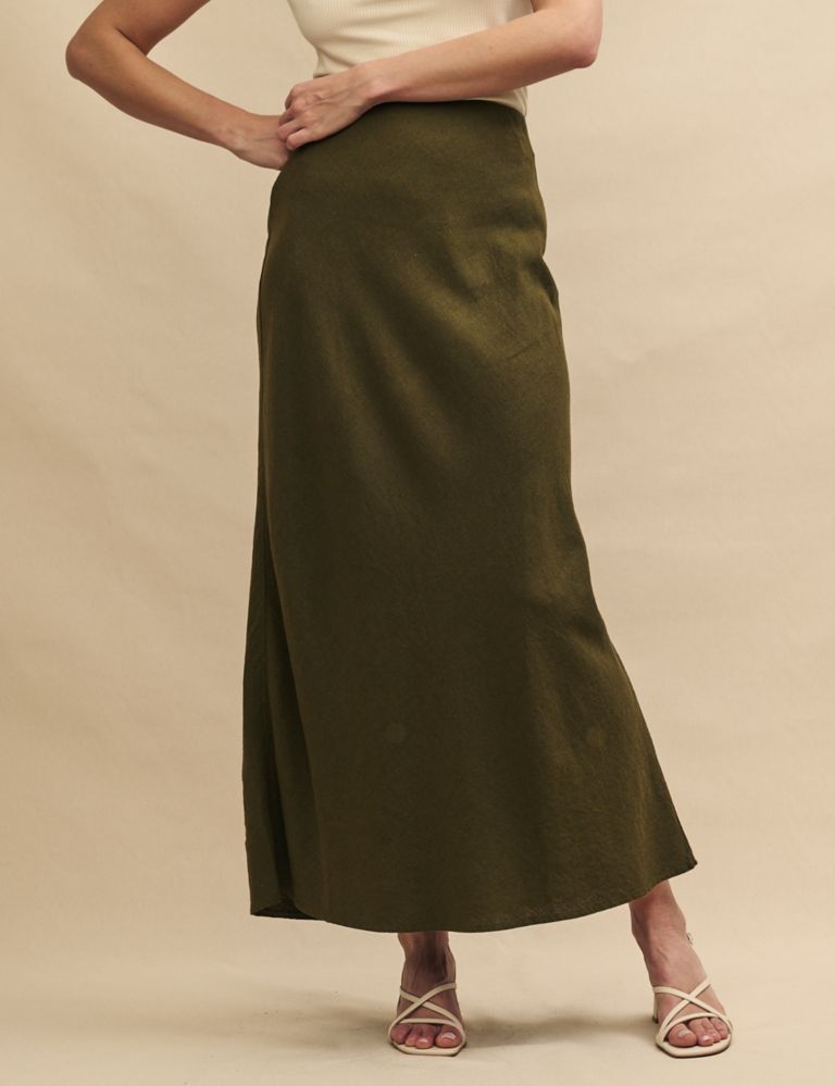 Linen Rich Midaxi Slip Skirt 3 of 5