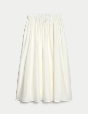 Linen Rich Midi A-Line Skirt Image 2 of 6