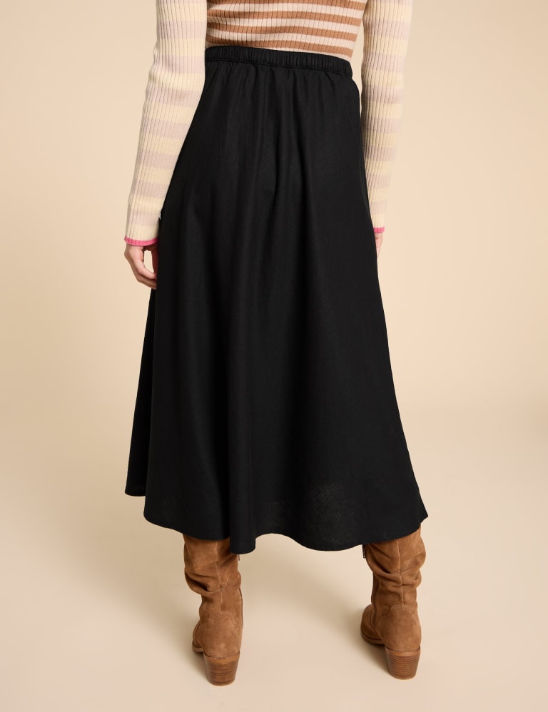 Linen Rich Midi A-Line Skirt 4 of 5