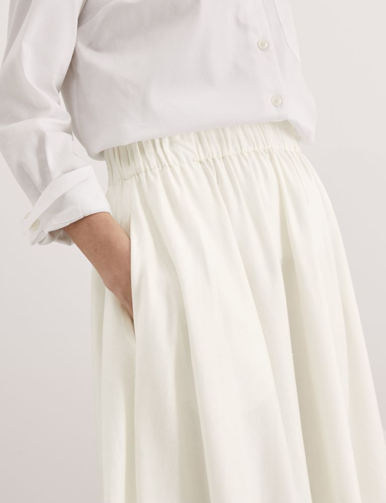 Linen Rich Midi A-Line Skirt 3 of 6
