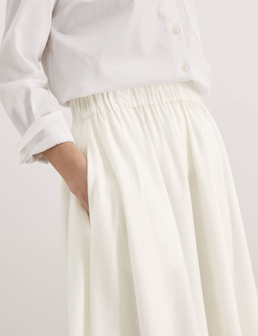 Linen Rich Midi A-Line Skirt 2 of 6
