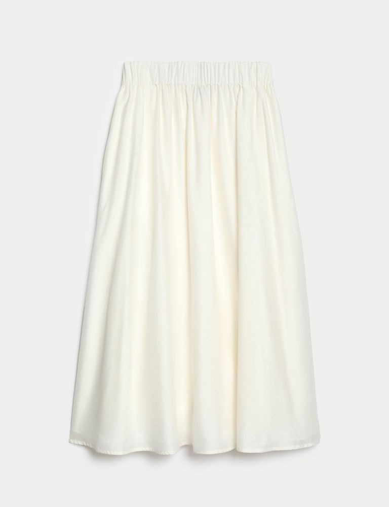 Linen Rich Midi A-Line Skirt 2 of 6
