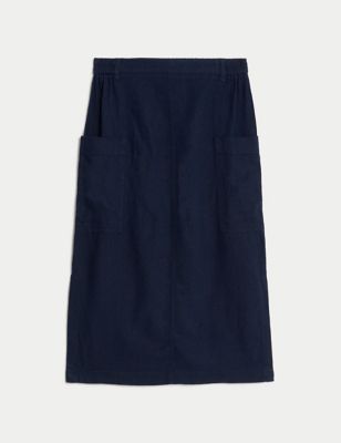 Linen Rich Midi Utility Skirt Image 2 of 5