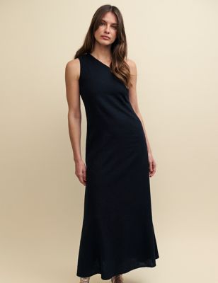 Linen Rich One Shoulder Midaxi Dress Image 2 of 4