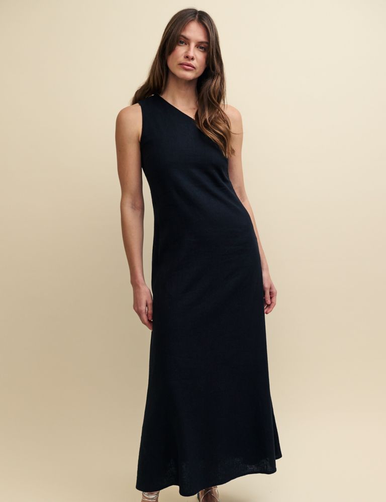 Linen Rich One Shoulder Midaxi Dress 2 of 4