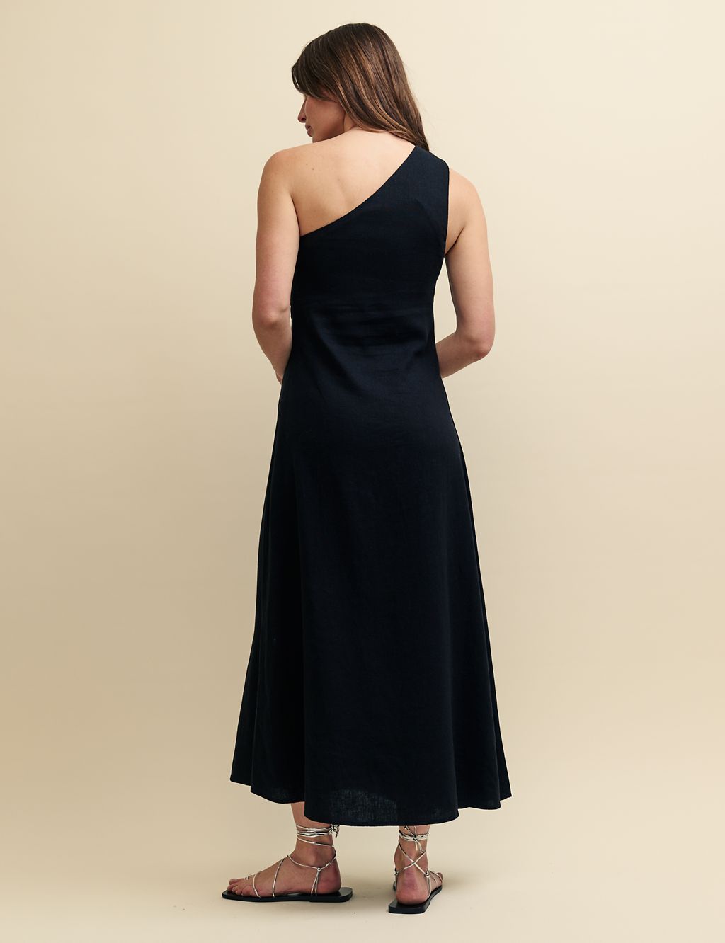 Linen Rich One Shoulder Midaxi Dress 2 of 4