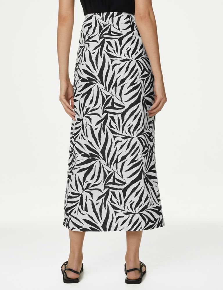 Linen Rich Palm Print Midaxi Wrap Skirt 6 of 6