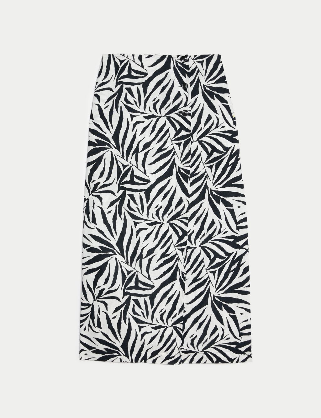 Linen Rich Palm Print Midaxi Wrap Skirt 1 of 6