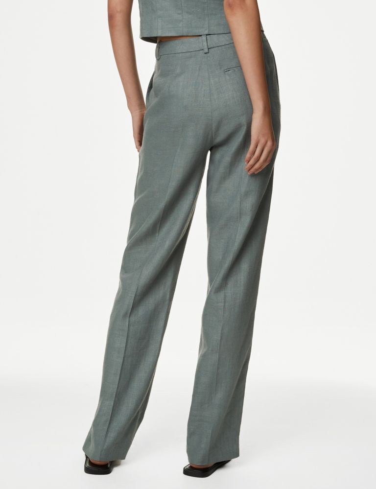 Linen Rich Pleat Front Straight Leg Trousers 6 of 6