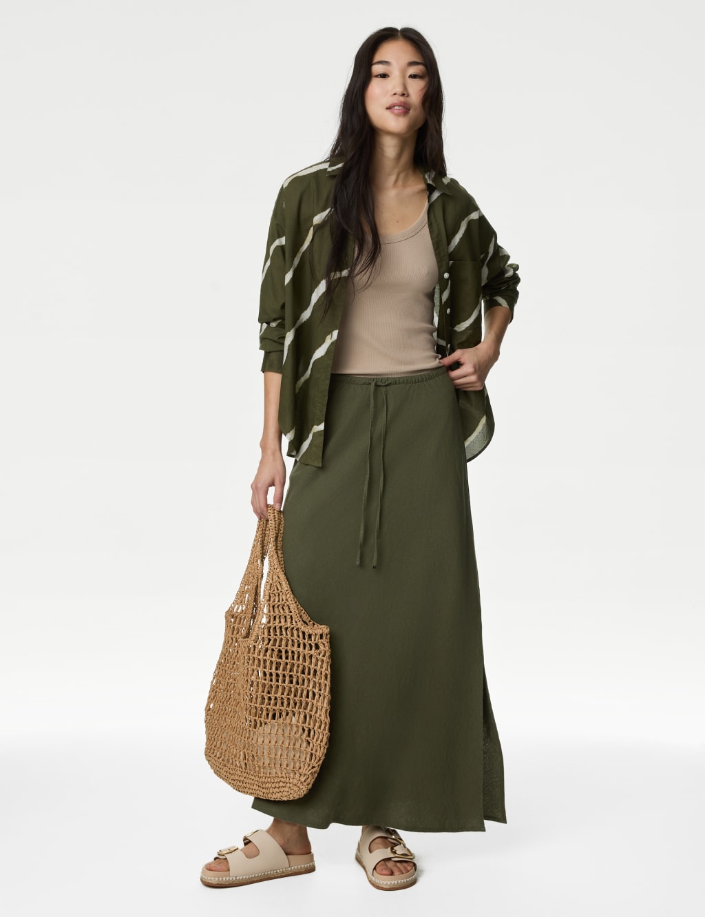 Pleated maxi top skirt linen