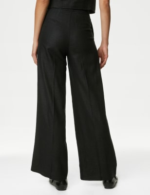 Crepe Tab Detail Wide Leg Trousers