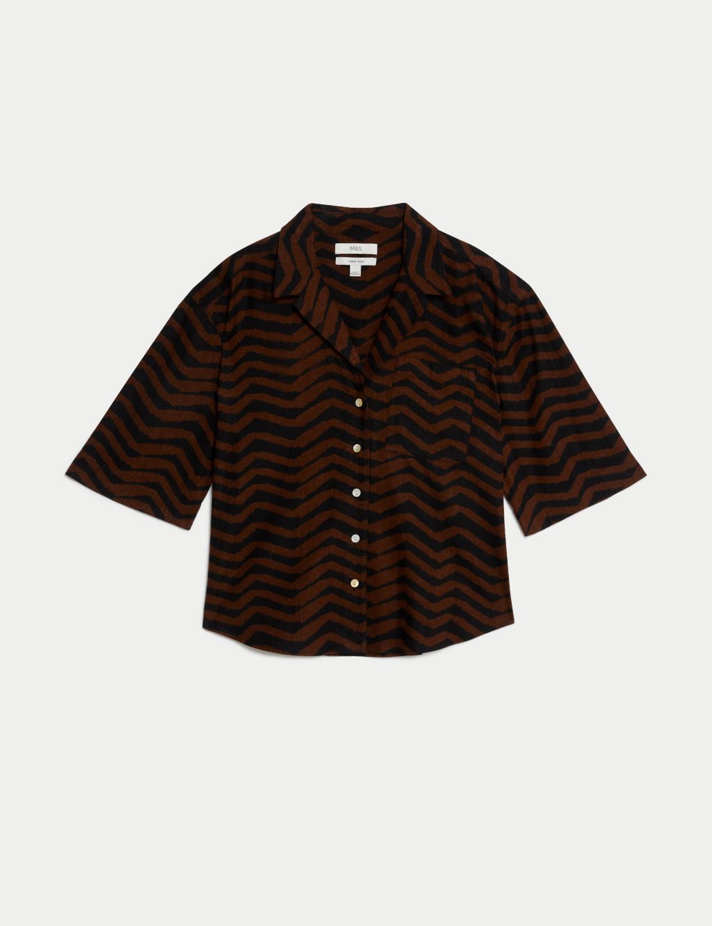 Linen Rich Printed Collared Shirt 1 of 6