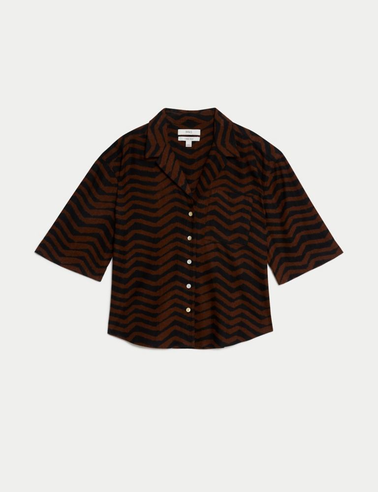 Linen Rich Printed Collared Shirt 2 of 6
