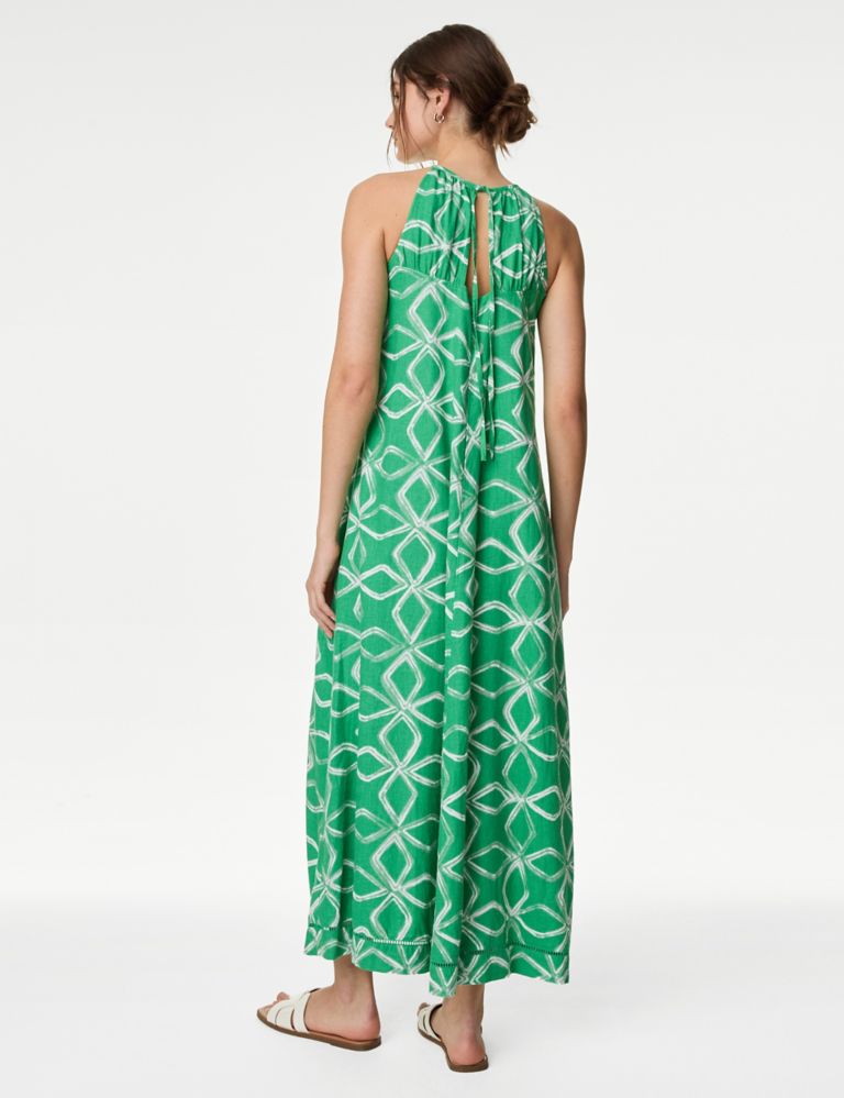 Linen Rich Printed Halter Neck Maxi Dress 5 of 5