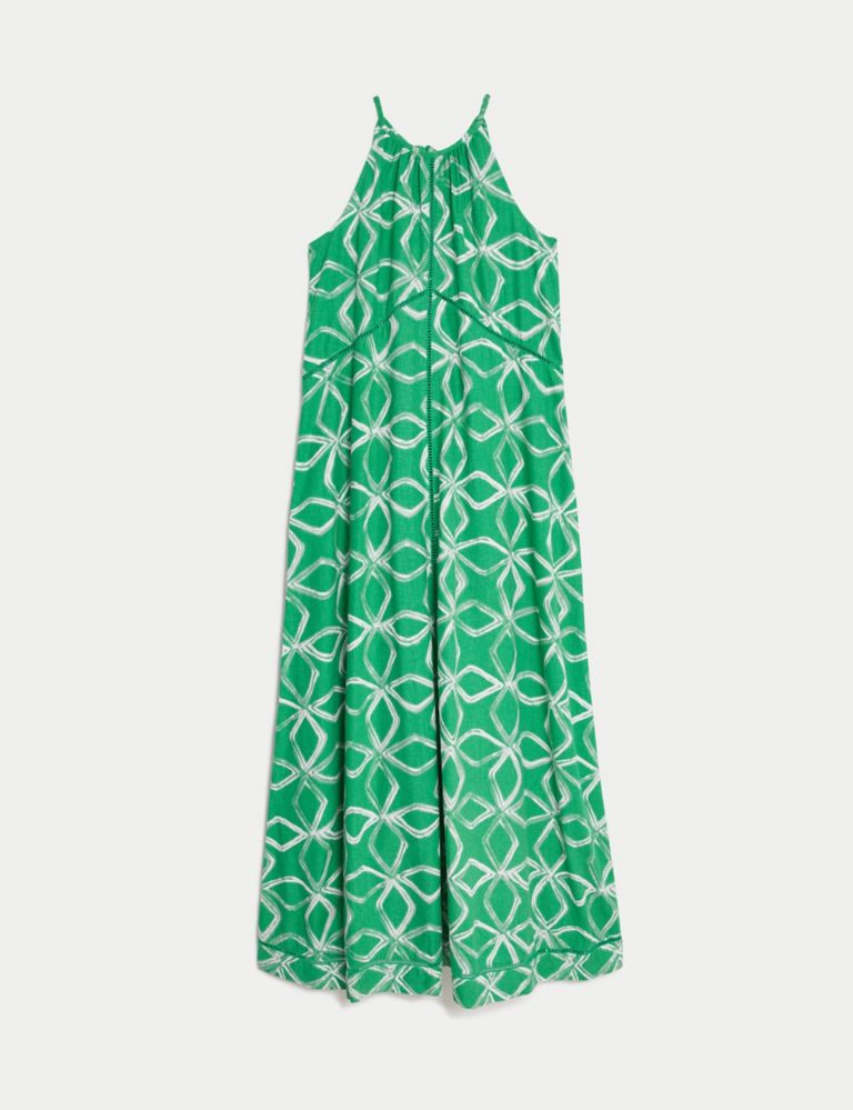 Linen Rich Printed Halter Neck Maxi Dress 2 of 5