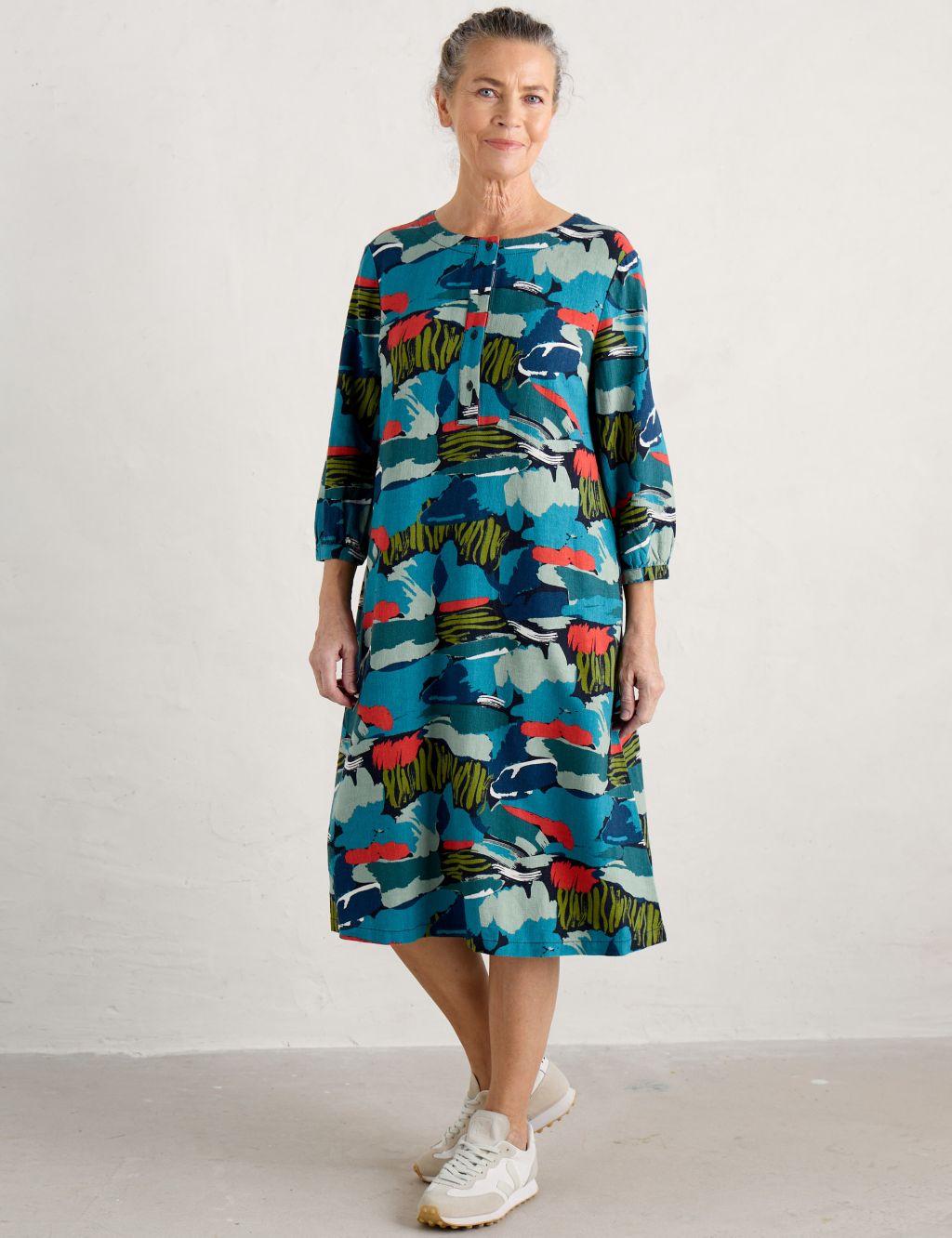 Linen Rich Printed Knee Length Shift Dress | Seasalt Cornwall | M&S