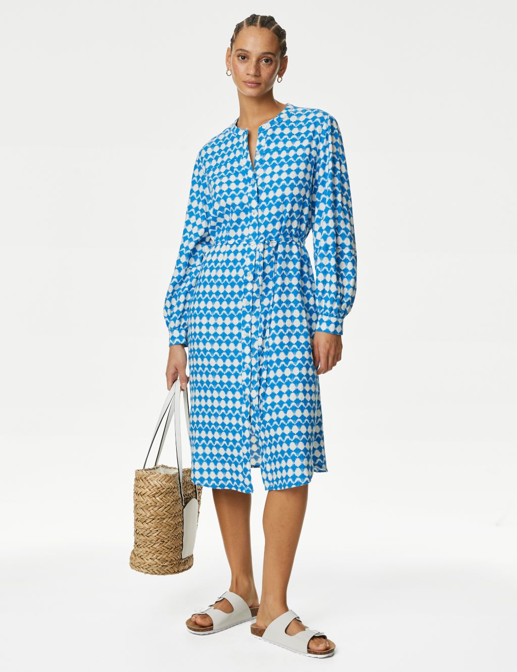 Linen Rich Printed Midi Shirt Dress | M&S Collection | M&S