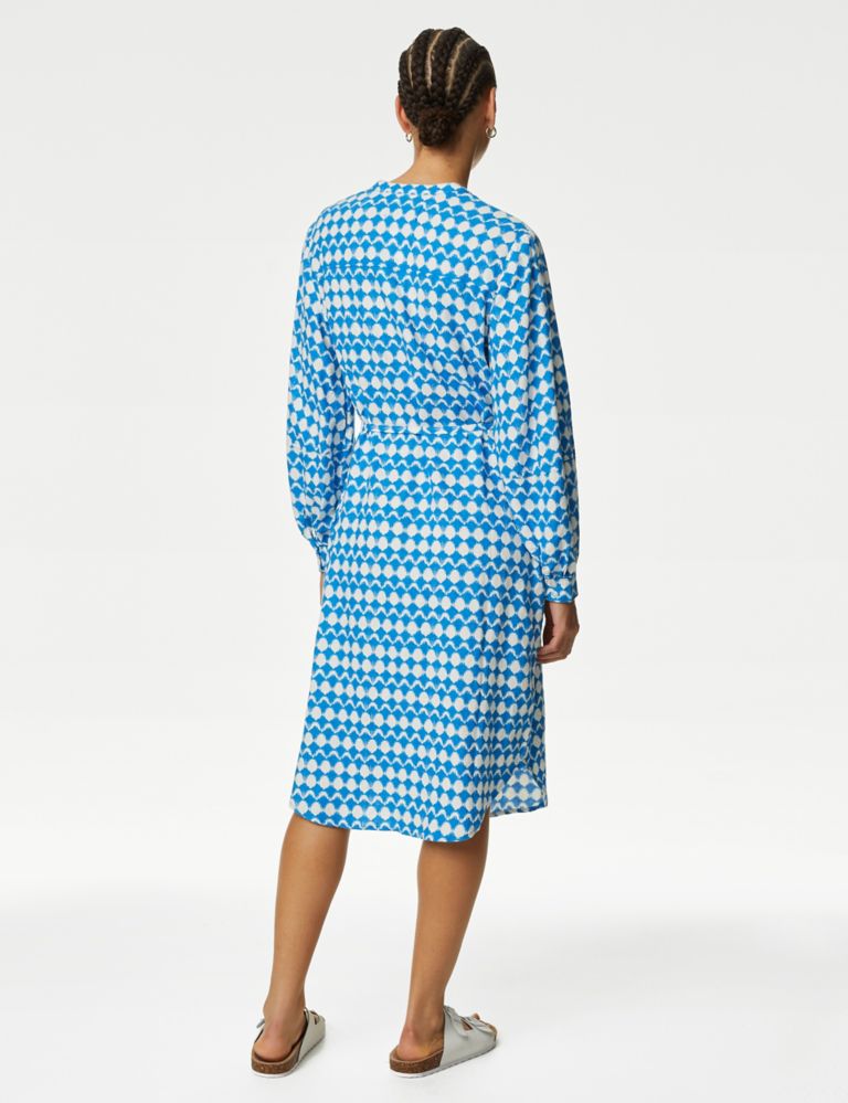 Linen Rich Printed Midi Shirt Dress 5 of 5