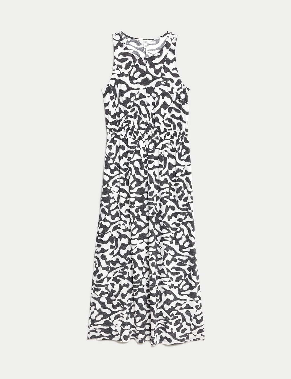 Linen Rich Printed Midi Waisted Dress 1 of 4