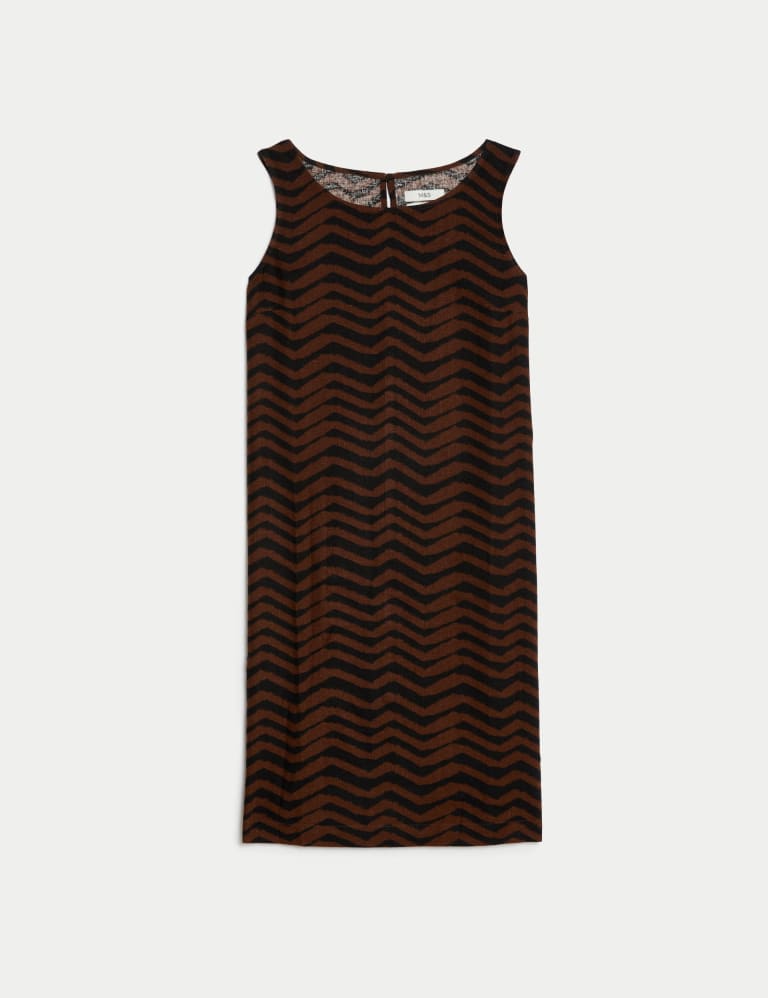 Round neck printed daily shift dress 2025