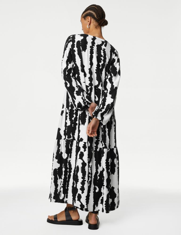 Linen Rich Printed V-Neck Midaxi Dress 5 of 6