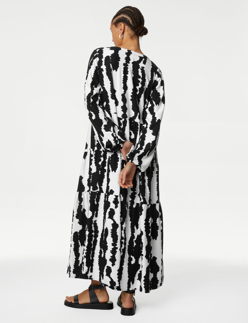 Linen Rich Printed V-Neck Midaxi Dress 5 of 6