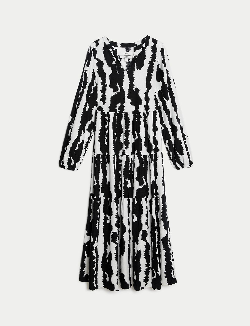 Linen Rich Printed V-Neck Midaxi Dress 1 of 6
