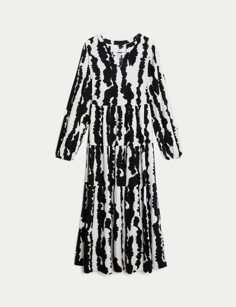 Linen Rich Printed V-Neck Midaxi Dress 2 of 6