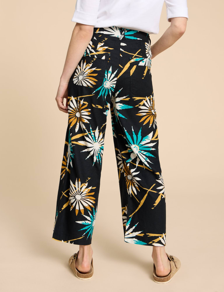 Linen Rich Printed Wide Leg Trousers 4 of 5